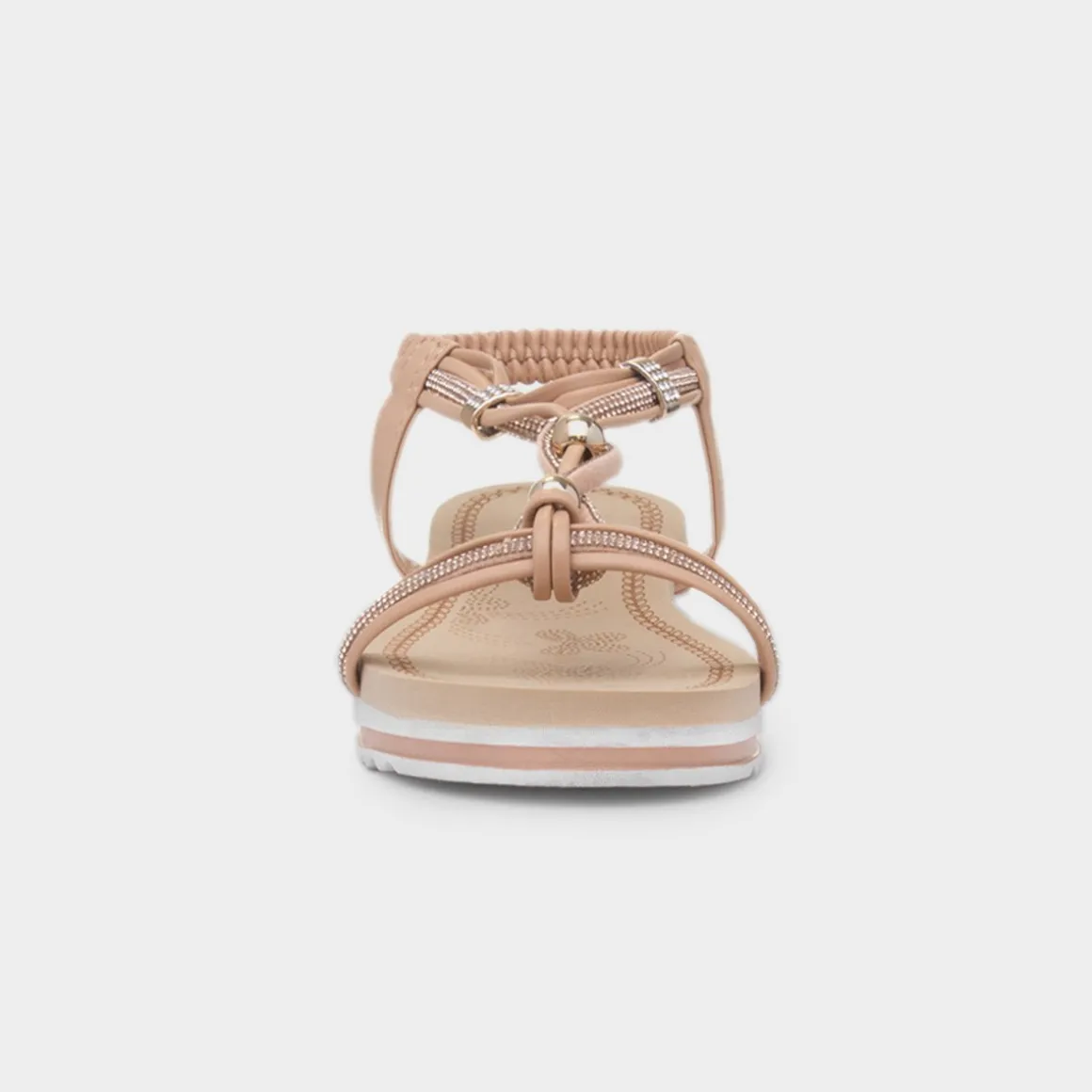 Krush Ciara Womens Nude Wedge Diamante Sandal