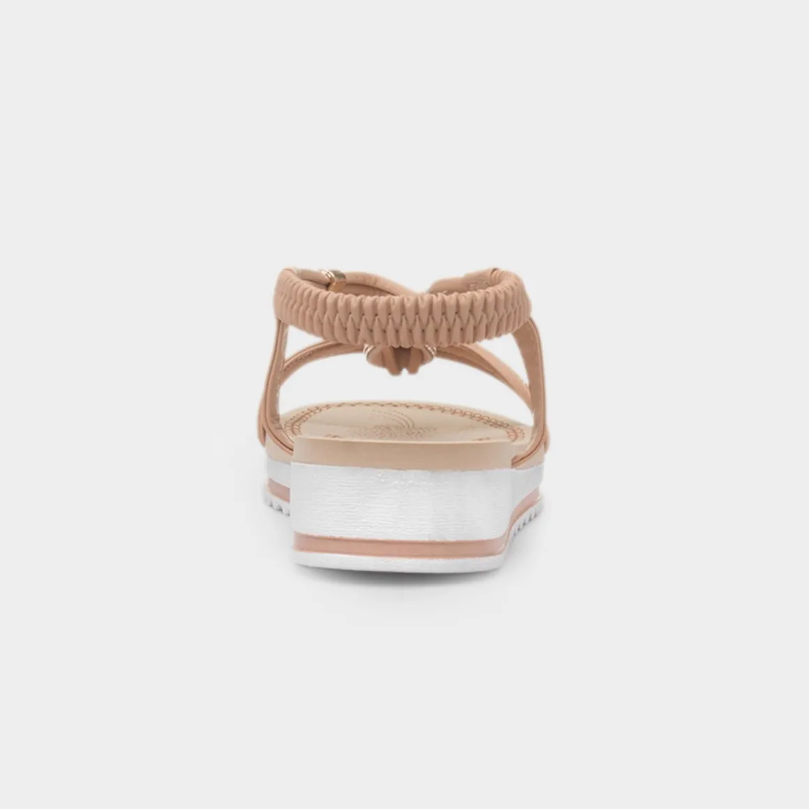 Krush Ciara Womens Nude Wedge Diamante Sandal
