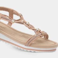 Krush Ciara Womens Nude Wedge Diamante Sandal