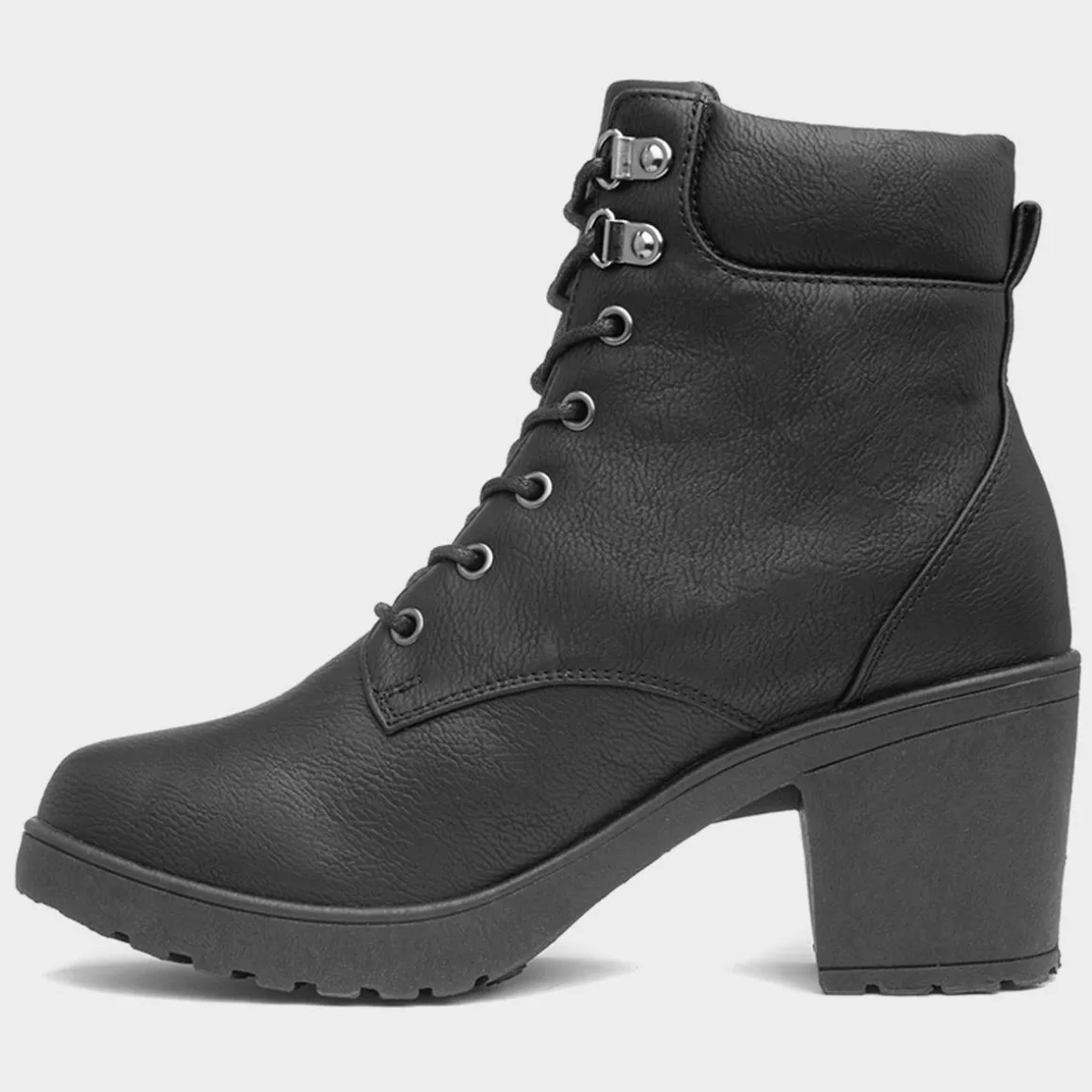 Krush Juliette Womens Black Lace Up Heeled Boot