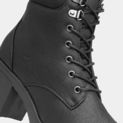 Krush Juliette Womens Black Lace Up Heeled Boot