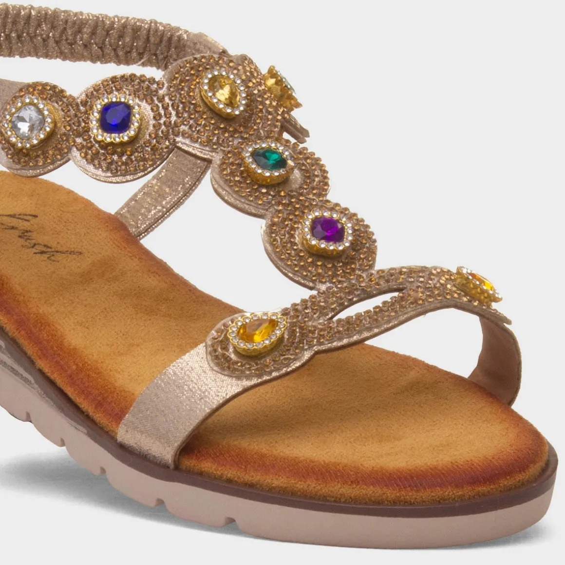 Krush Kaitlin Womens Gold Gem Sandal
