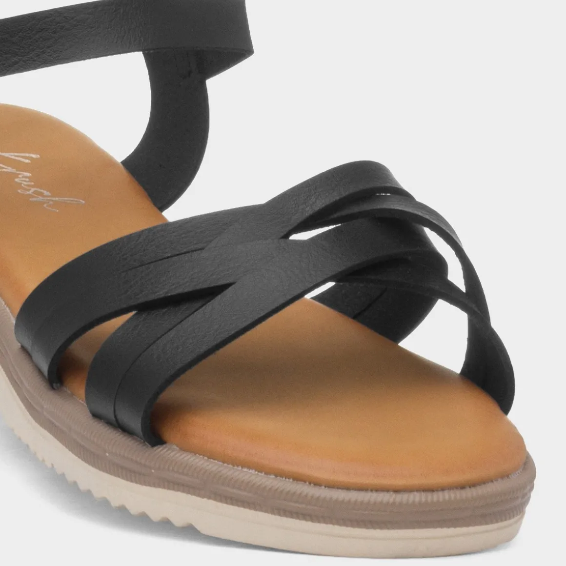 Krush Kenzie Womens Black Strappy Sandal