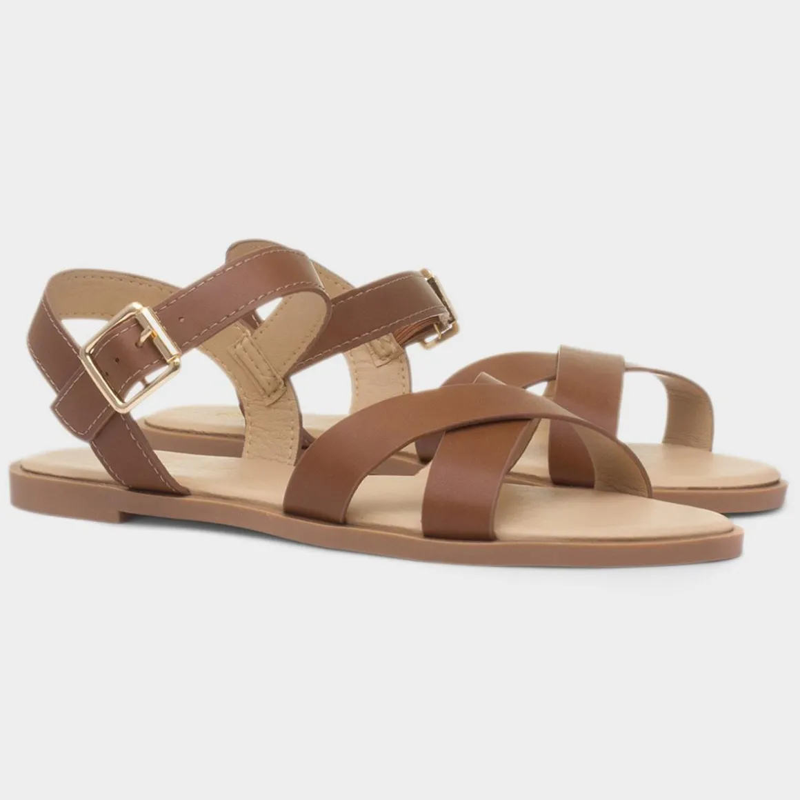 Krush Lottie Womens Tan Wider Fit Sandal