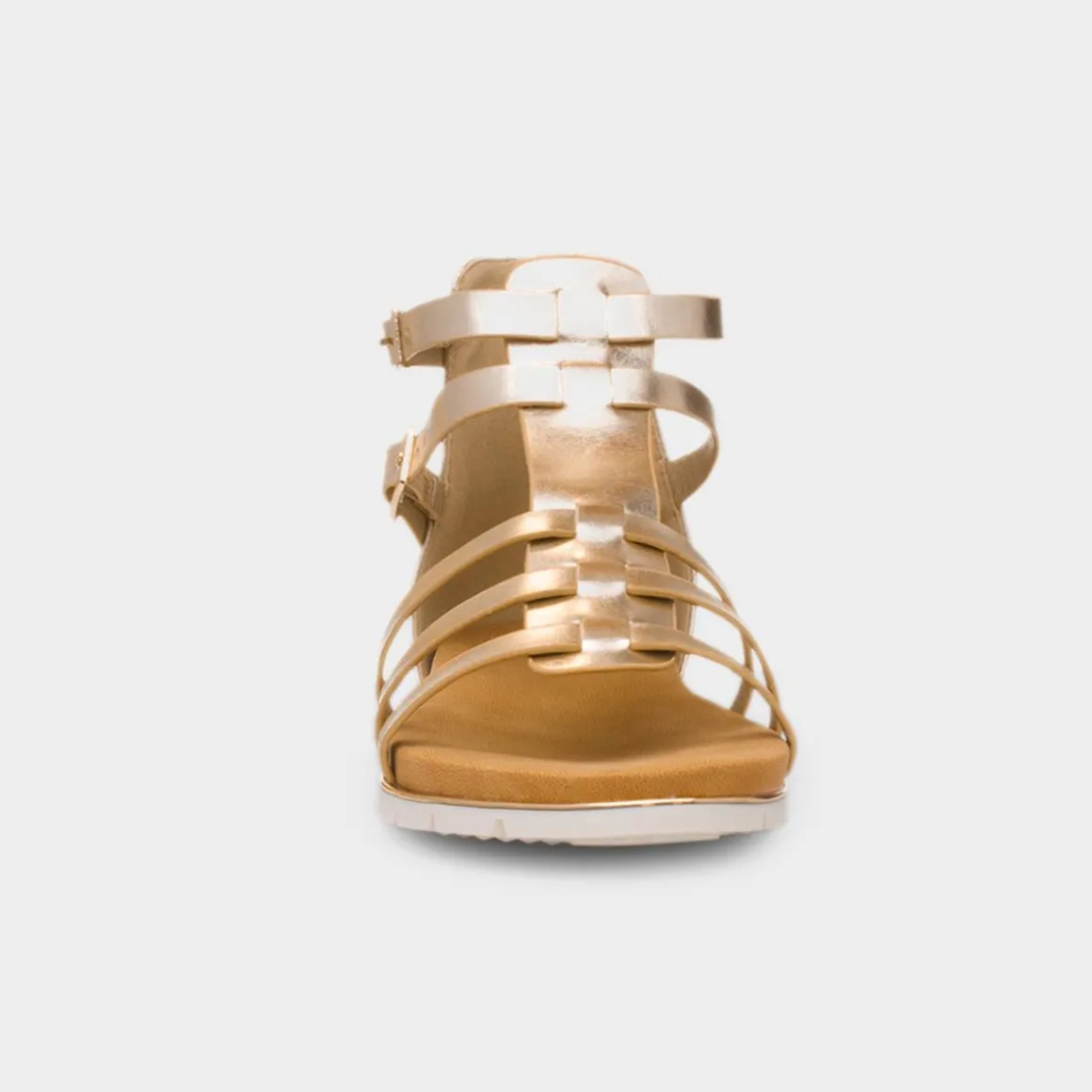 Krush Lynn Womens Gold Gladiator Sandal