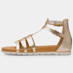 Krush Lynn Womens Gold Gladiator Sandal