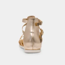 Krush Lynn Womens Gold Gladiator Sandal