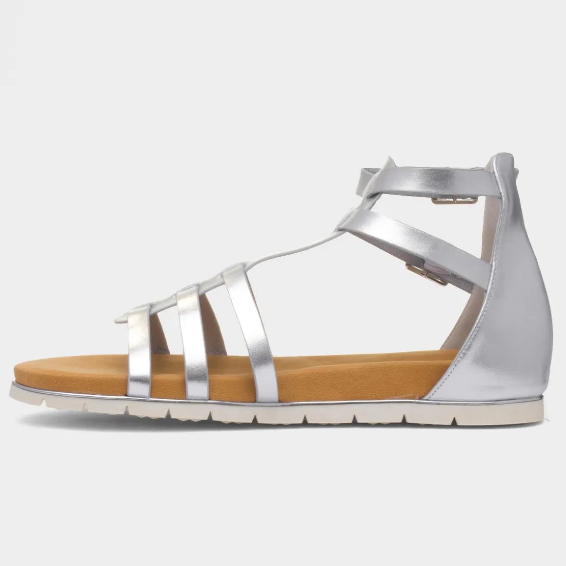 Krush Lynn Womens Silver Gladiator Sandal