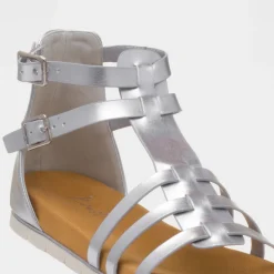 Krush Lynn Womens Silver Gladiator Sandal