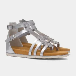 Krush Lynn Womens Silver Gladiator Sandal