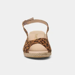 Krush Mae Womens Tan Leopard Wedge Sandal