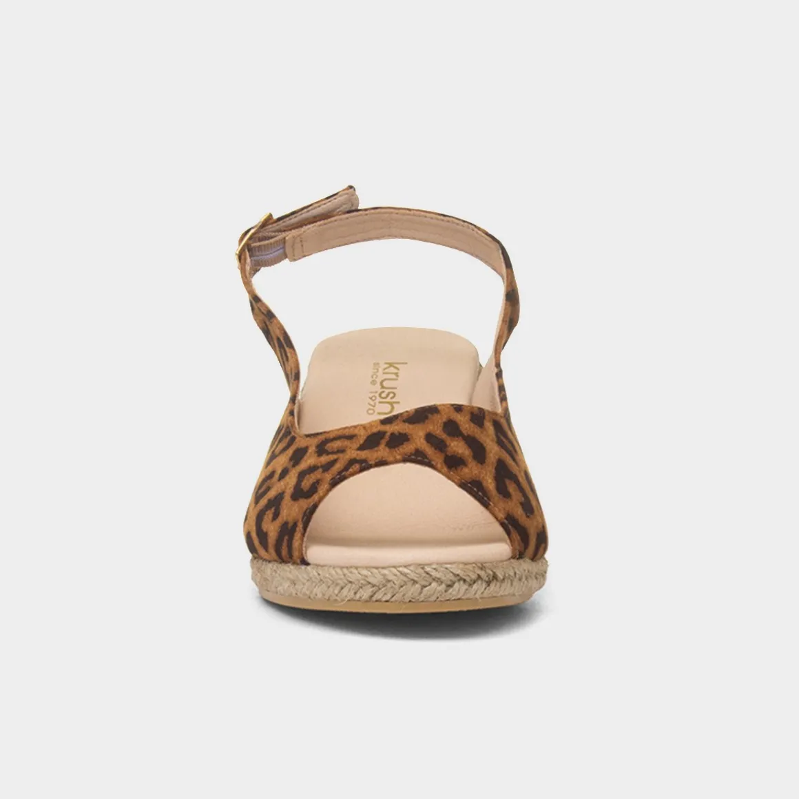 Krush Mae Womens Tan Leopard Wedge Sandal