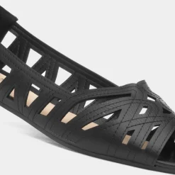 Krush Renee Womens Black Open Toe Ballerina