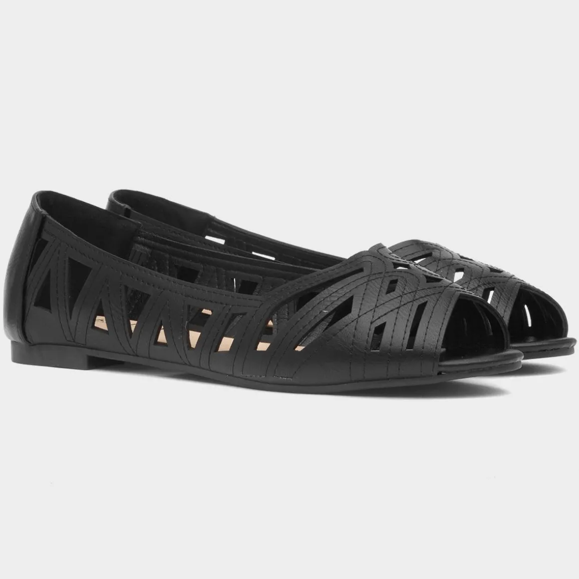 Krush Renee Womens Black Open Toe Ballerina