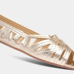 Krush Renee Womens Gold Open Toe Ballerina