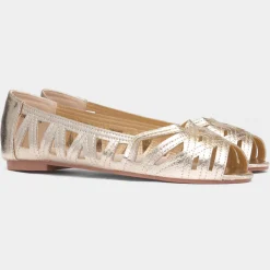 Krush Renee Womens Gold Open Toe Ballerina