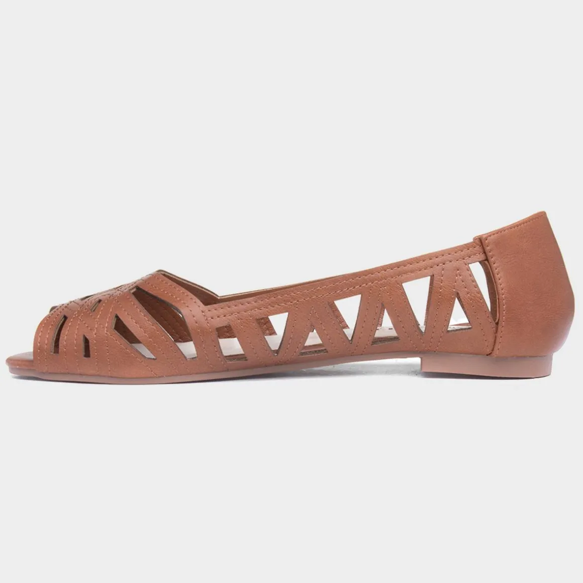 Krush Renee Womens Tan Open Toe Ballerina