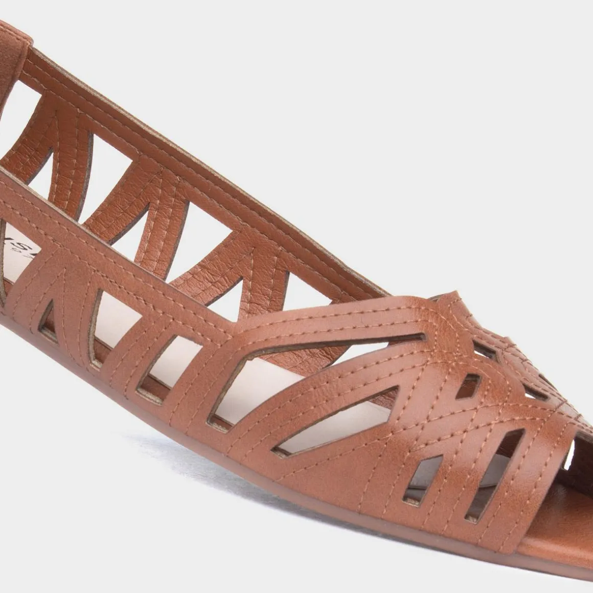 Krush Renee Womens Tan Open Toe Ballerina