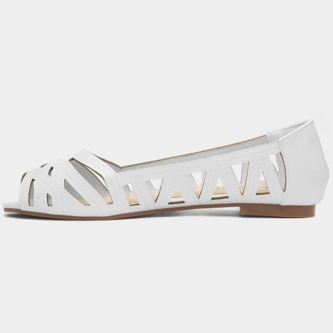 Krush Renee Womens White Open Toe Ballerina