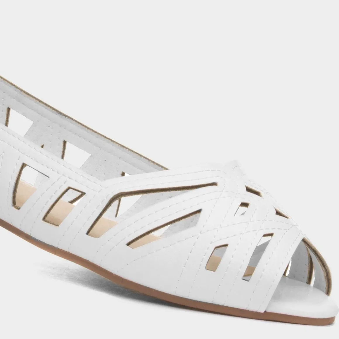 Krush Renee Womens White Open Toe Ballerina