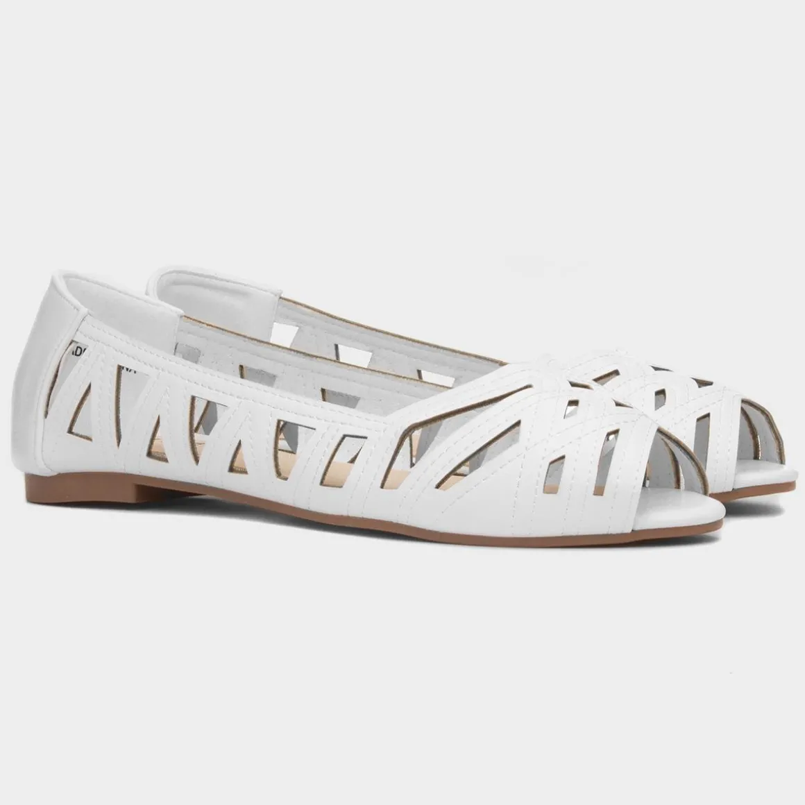 Krush Renee Womens White Open Toe Ballerina
