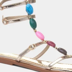 Krush Sandy Womens Gold Strappy Sandal