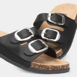 Krush Tara Womens Black Double Buckle Sandal