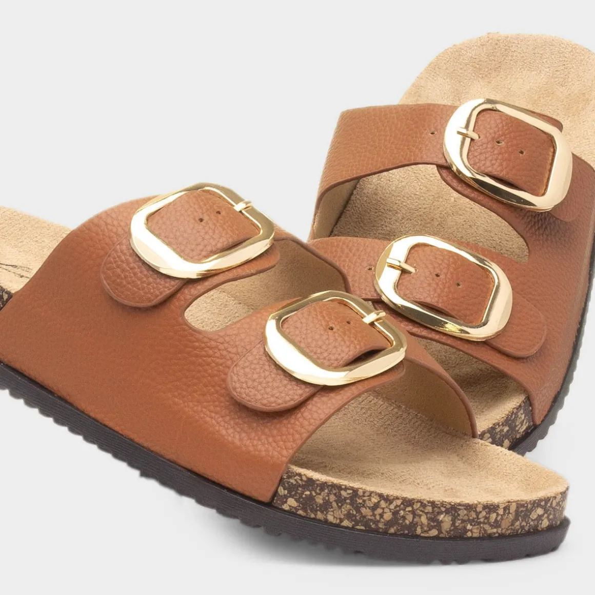 Krush Tara Womens Tan Double Buckle Sandal