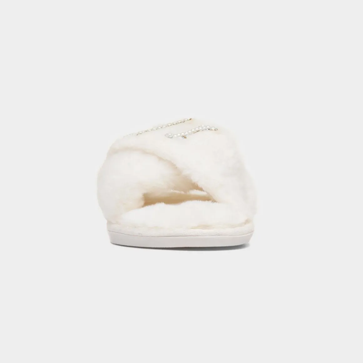Krush Wifey Womens Cream Fluffy Slipper