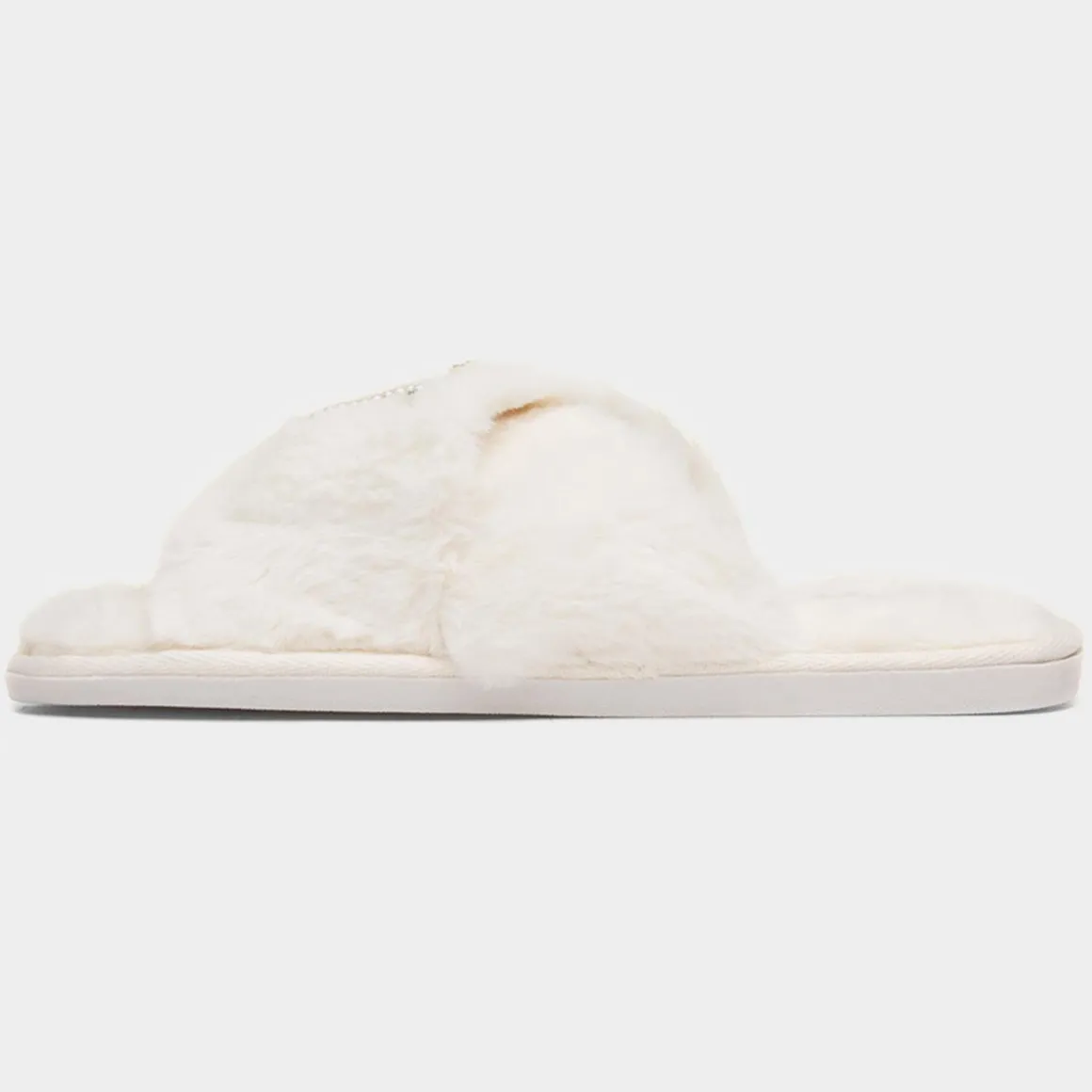 Krush Wifey Womens Cream Fluffy Slipper