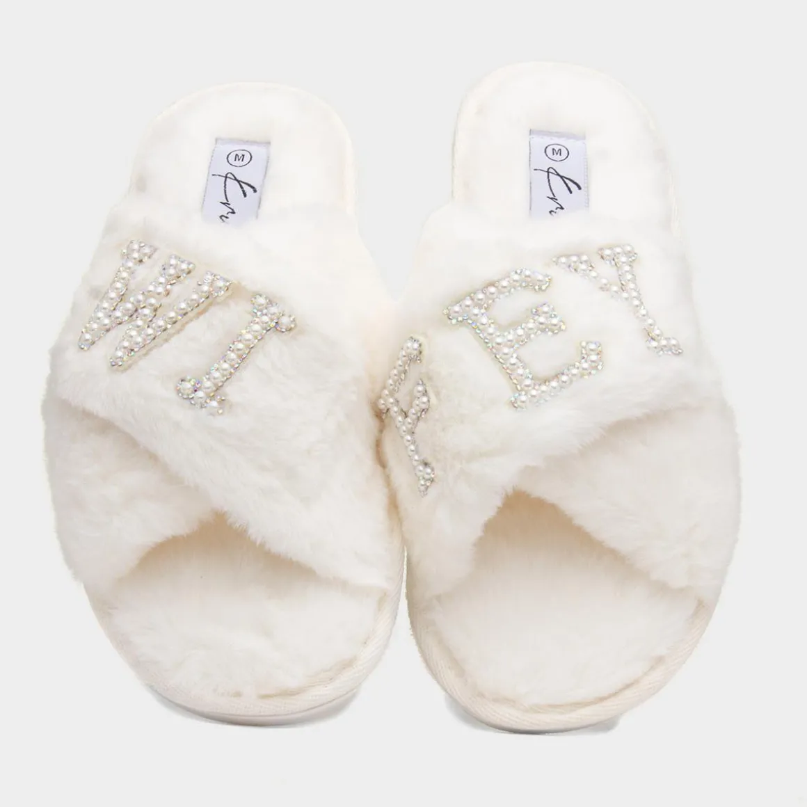 Krush Wifey Womens Cream Fluffy Slipper