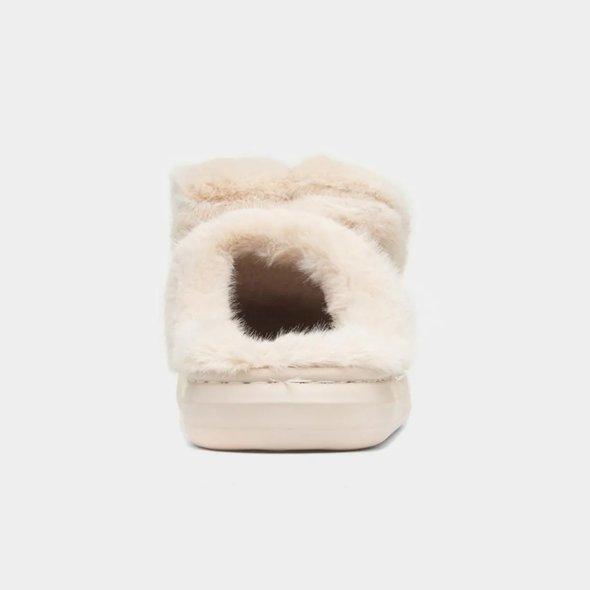 Krush Womens Beige Teddy Bear Mule Slipper