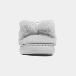 Krush Womens Grey Teddy Bear Mule Slipper