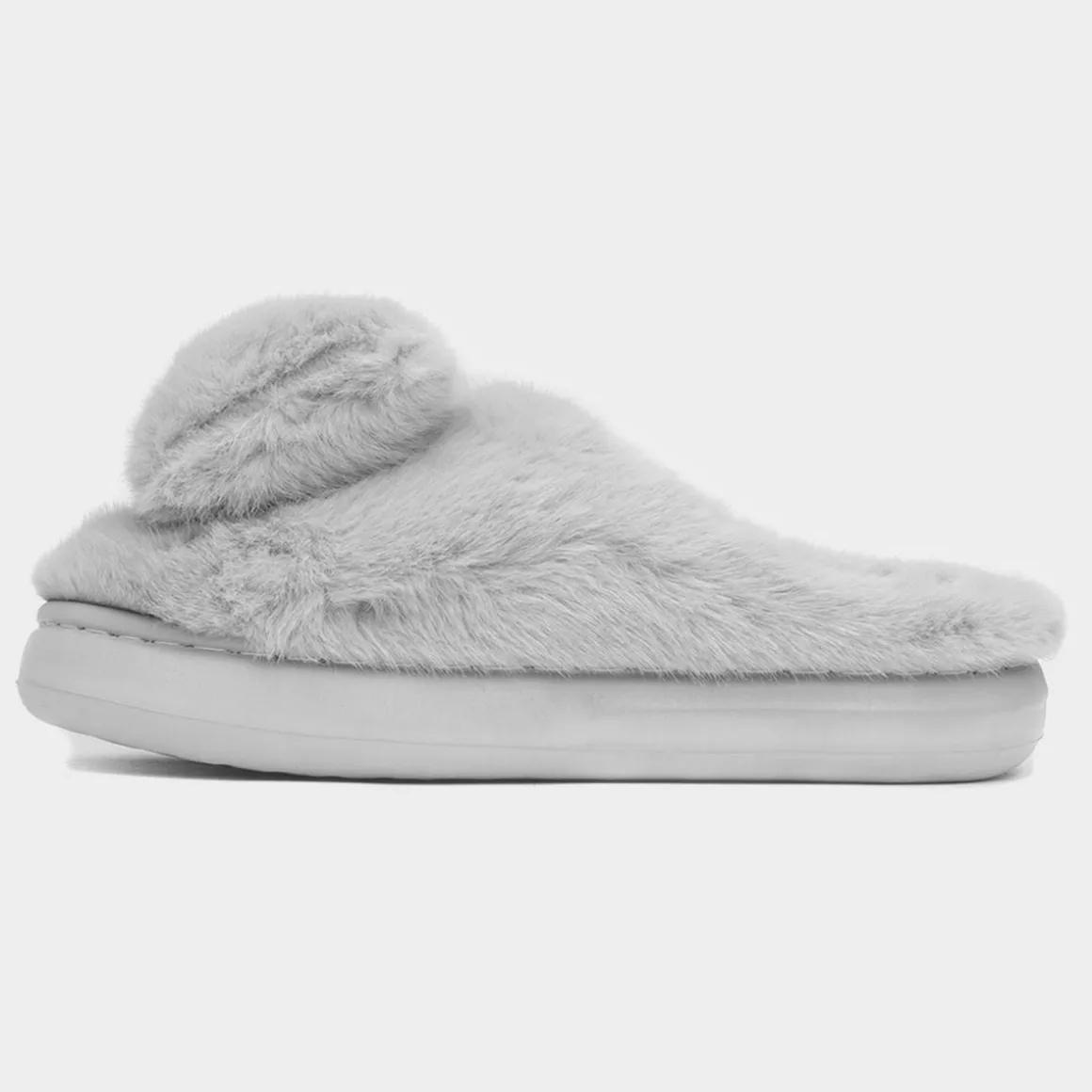 Krush Womens Grey Teddy Bear Mule Slipper