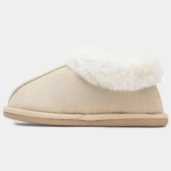 Krush Womens Nude Faux Fur Full Slipper