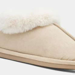 Krush Womens Nude Faux Fur Full Slipper