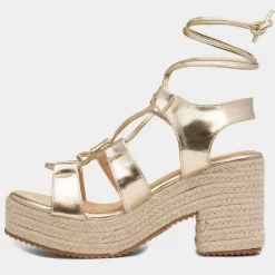 Krush Zoe Womens Gold Heeled Sandal