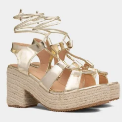Krush Zoe Womens Gold Heeled Sandal