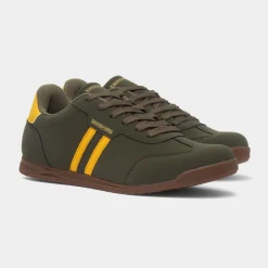 Lambretta Tackle Mens Khaki Lace Up Trainer