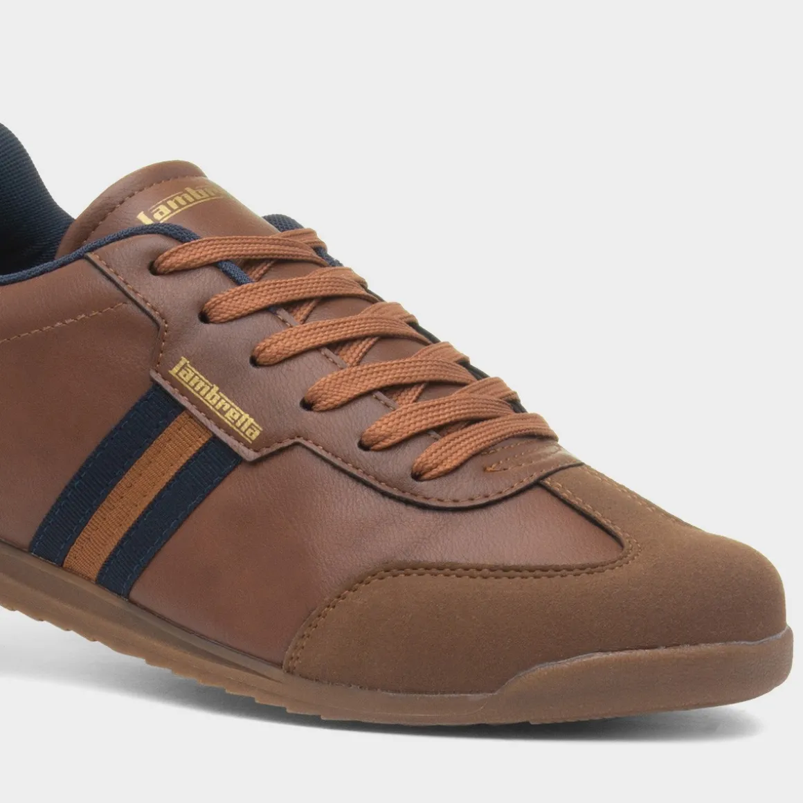 Lambretta Tackle Mens Tan Lace Up Trainer
