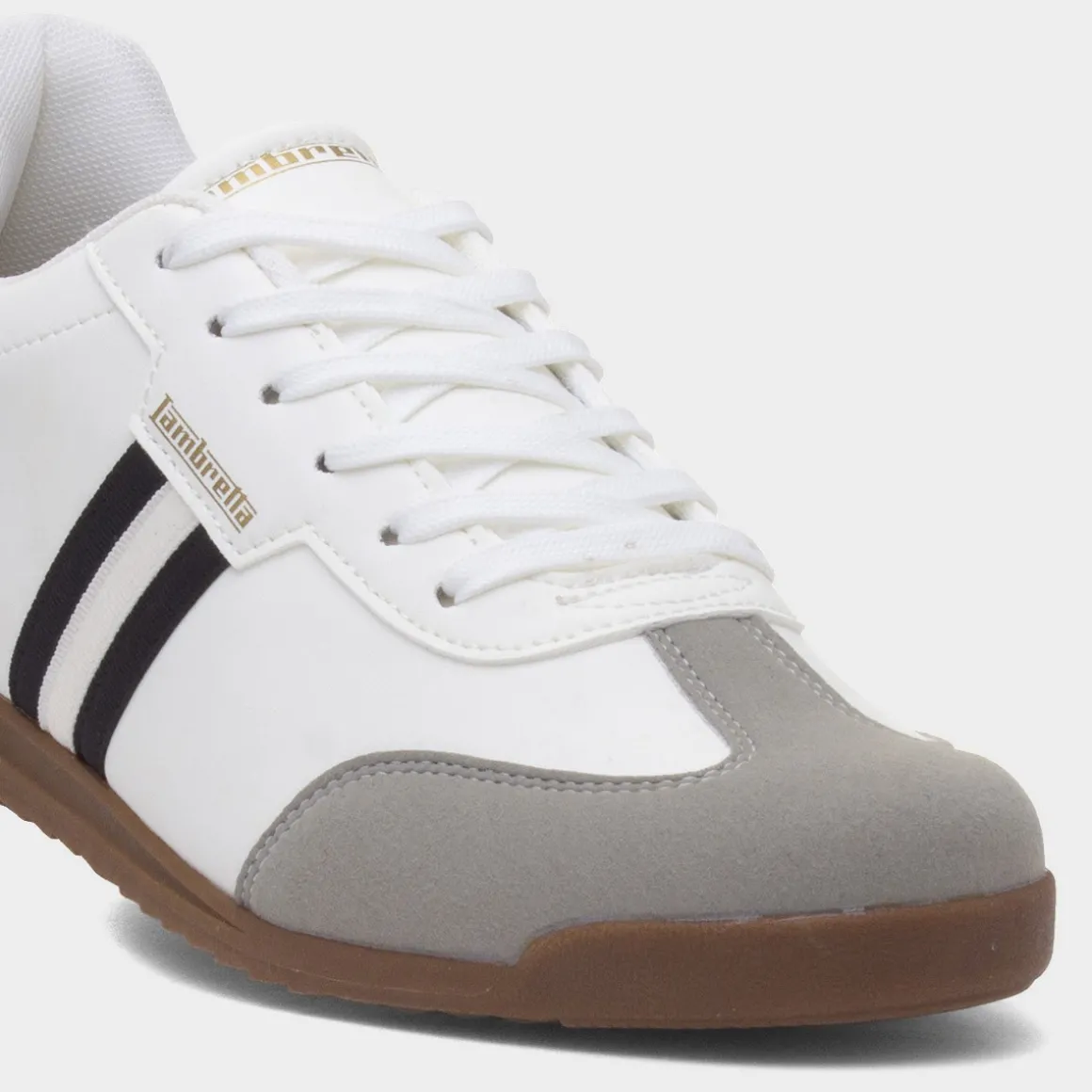 Lambretta Tackle Mens White Lace Up Trainer