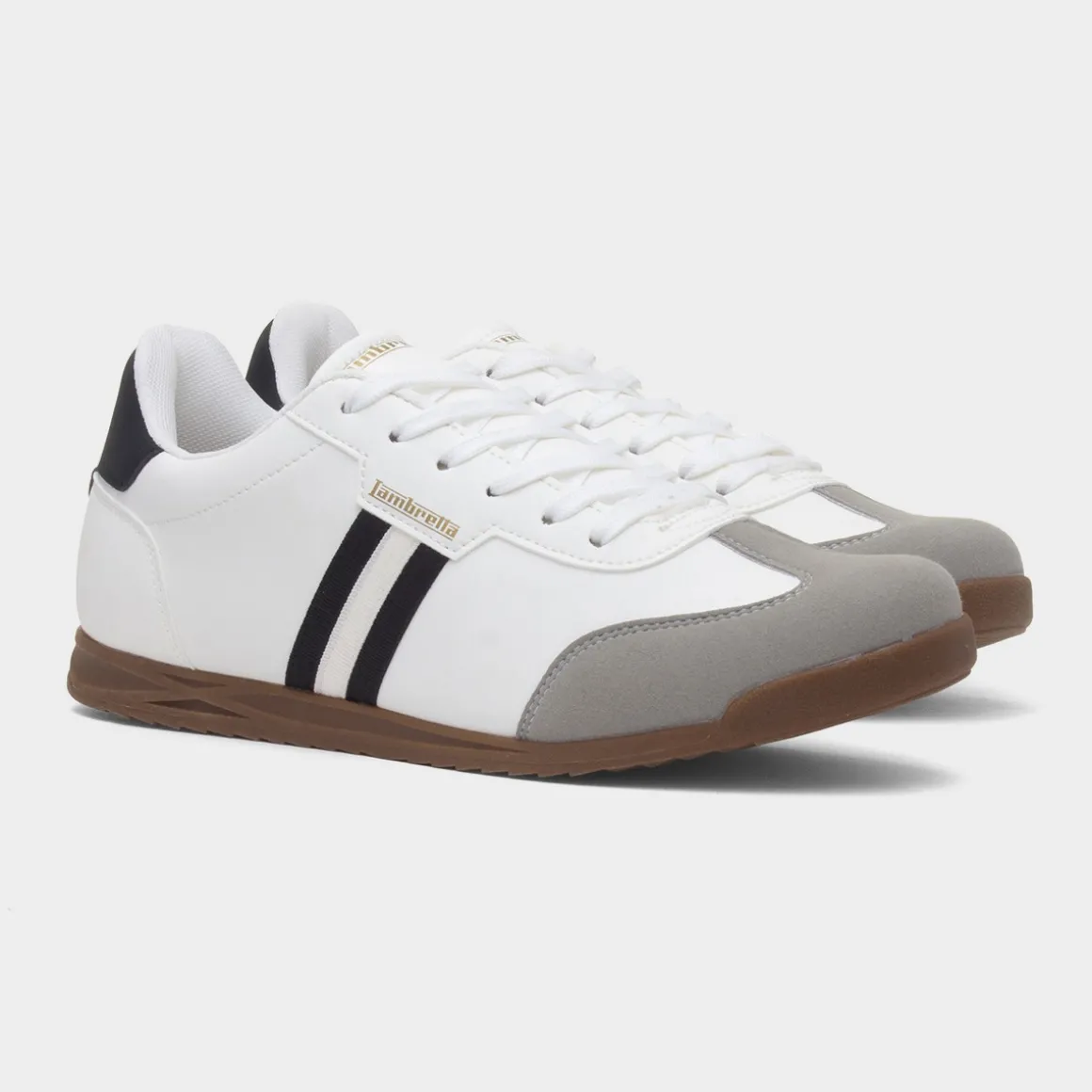 Lambretta Tackle Mens White Lace Up Trainer