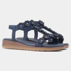 Lilley & Skinner Cyprus Womens Navy Flower Sandal