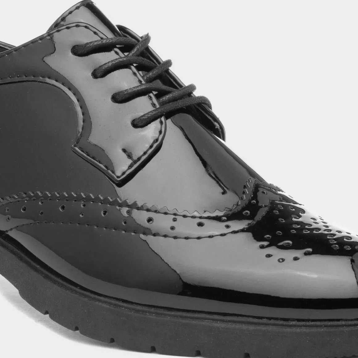 Lilley Agnes Womens Black Lace Up Brogue Shoe