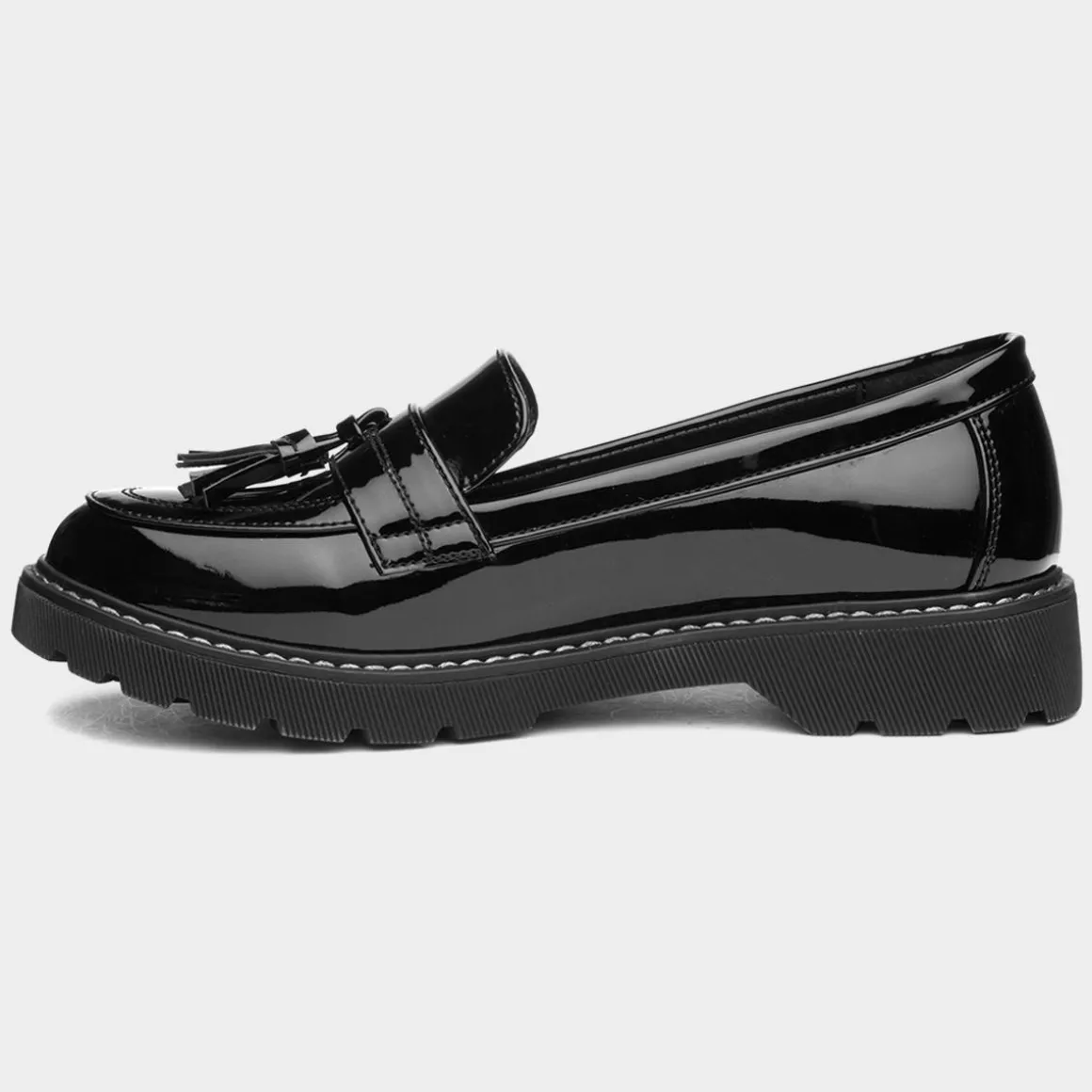 Lilley Angel Womens Black Patent Tassel Loafer