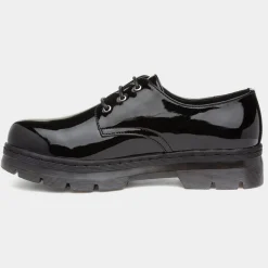 Lilley Ashley Womens Black Patent Lace Up Shoe