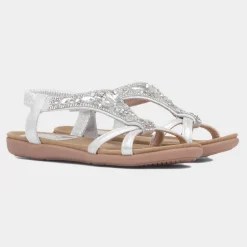 Lilley Cadance Girls Silver Diamante Sandal