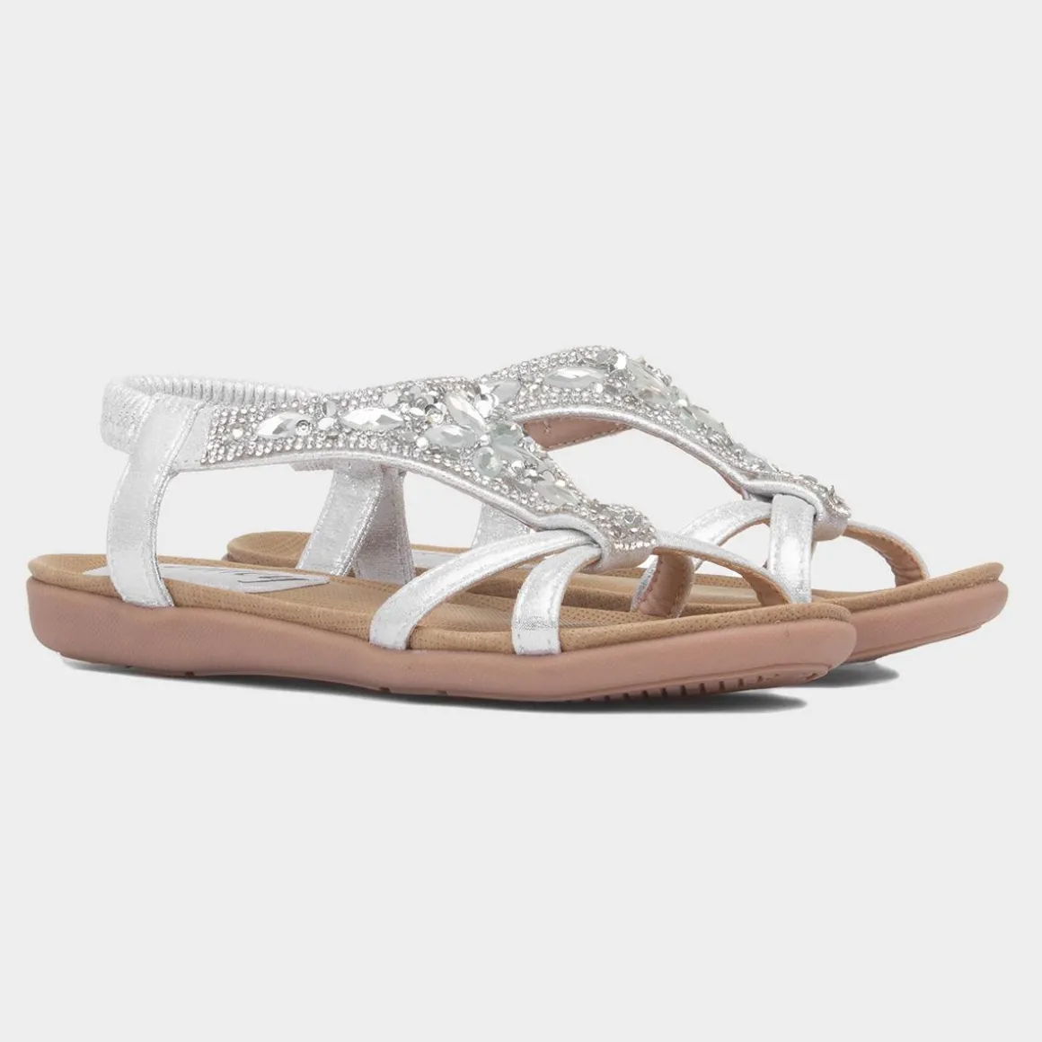 Lilley Cadance Girls Silver Diamante Sandal