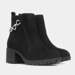 Lilley Caitlyn Girls Black Heeled Heart Boot