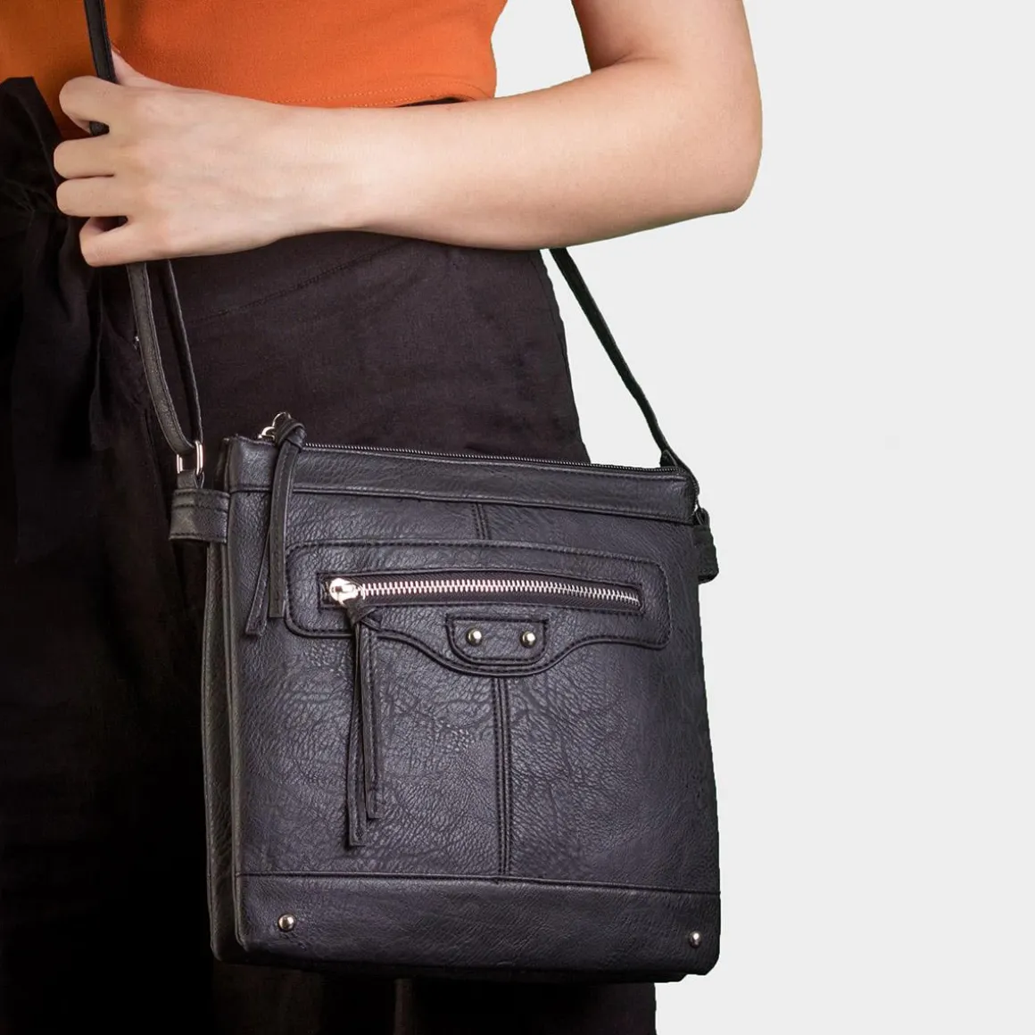 Lilley Connie Black Zip Detail Handbag